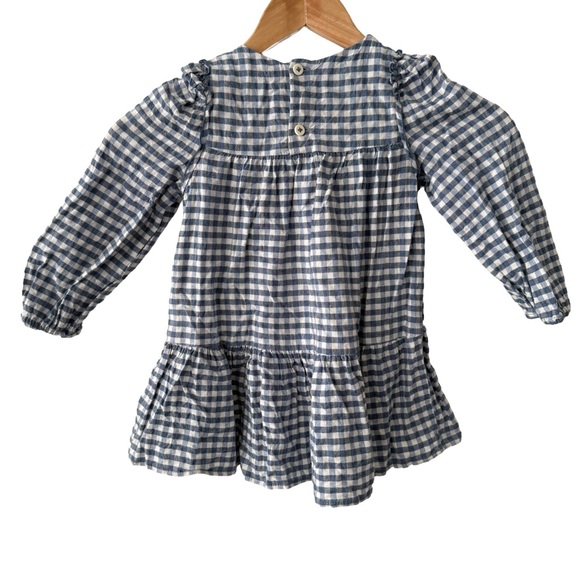 Zara Navy and White Checkered Tiered Dress 2/3 toddler - Picture 2 of 5